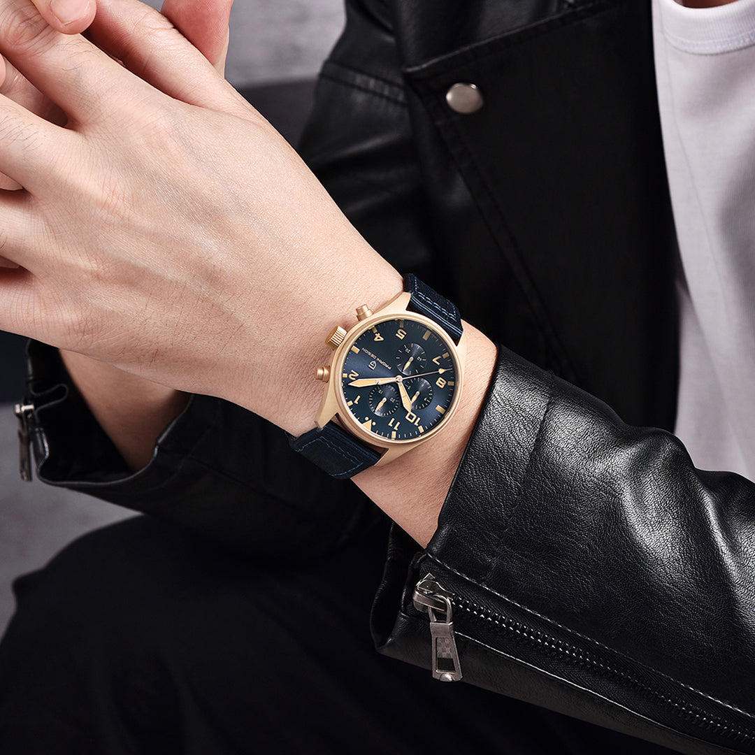PAGANI DESIGN PD1703 Men's Quartz Watches 42MM Stainless Steel Sports Chronograph Pilot Wrist Watch for Men Waterproof Wristwatch