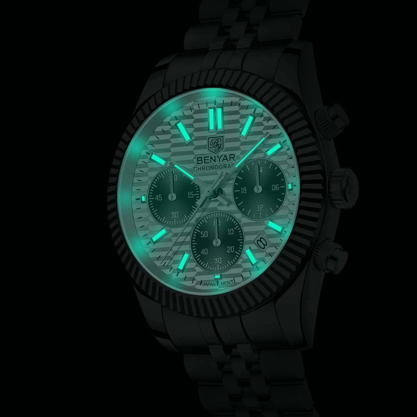 BENYAR BY S001 Men's Quartz Watches Top Brand Luxury Waterproof Men 40.5MM Stainless Steel Sapphire Chronograph Clock