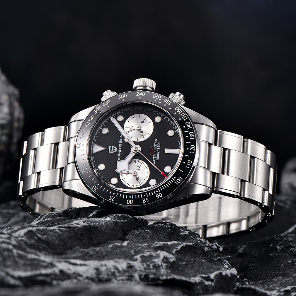 PAGANI DESIGN PD 1718 New Men's Quartz Watches 39.5MM full Stainless Steel Waterproof Wrist Watch for Men SEIKO VK64 Movement