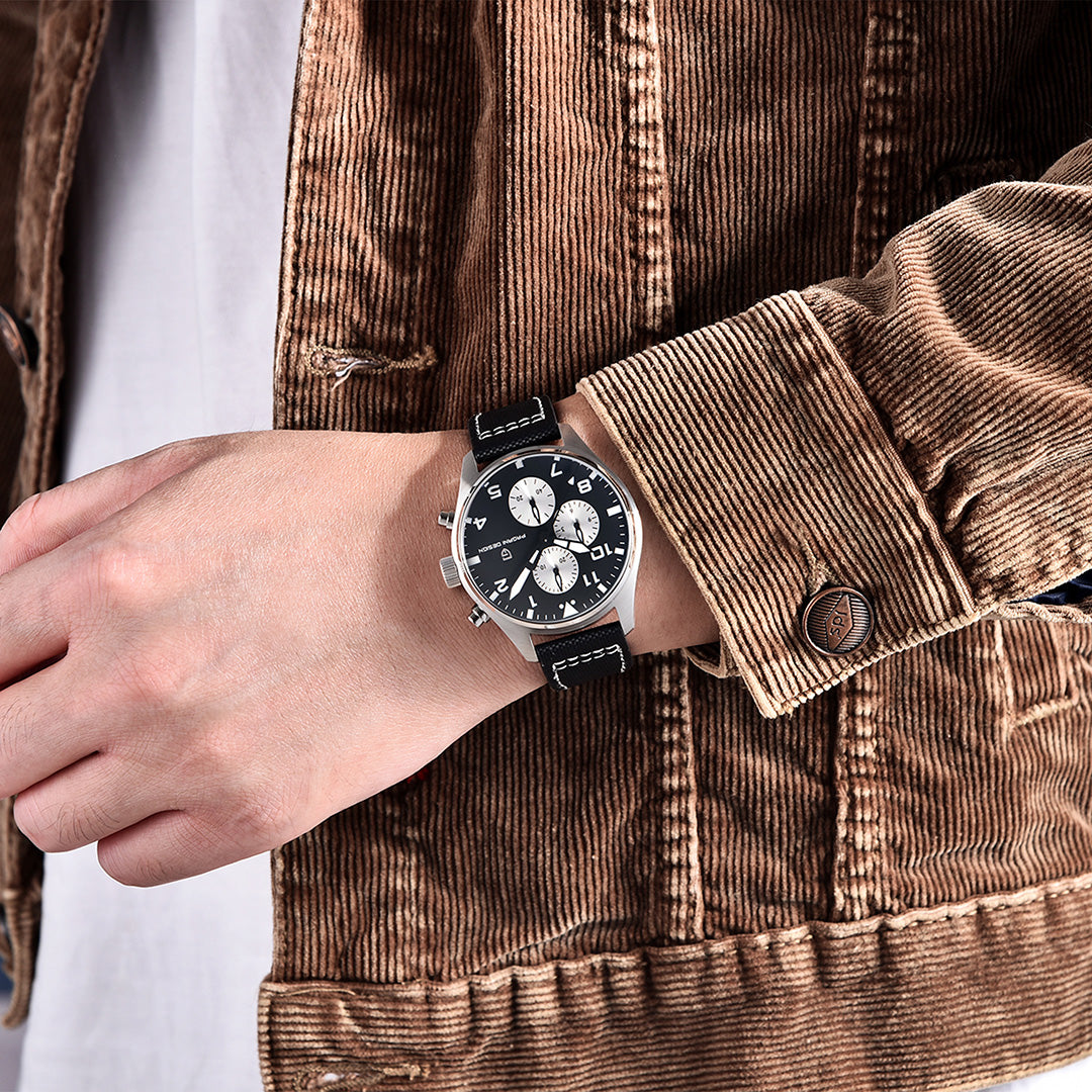 PAGANI DESIGN PD1703 Men's Quartz Watches 42MM Stainless Steel Sports Chronograph Pilot Wrist Watch for Men Waterproof Wristwatch