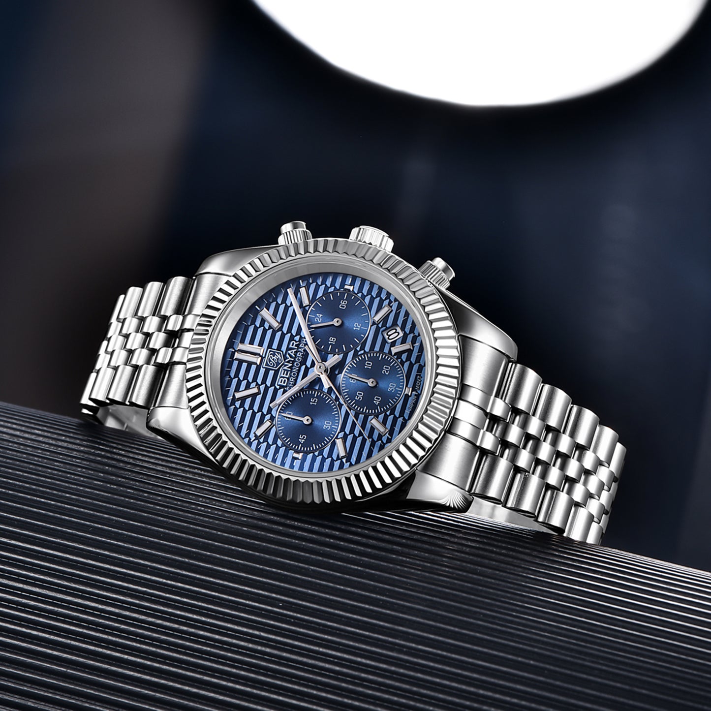 BENYAR BY S001 Men's Quartz Watches Top Brand Luxury Waterproof Men 40.5MM Stainless Steel Sapphire Chronograph Clock