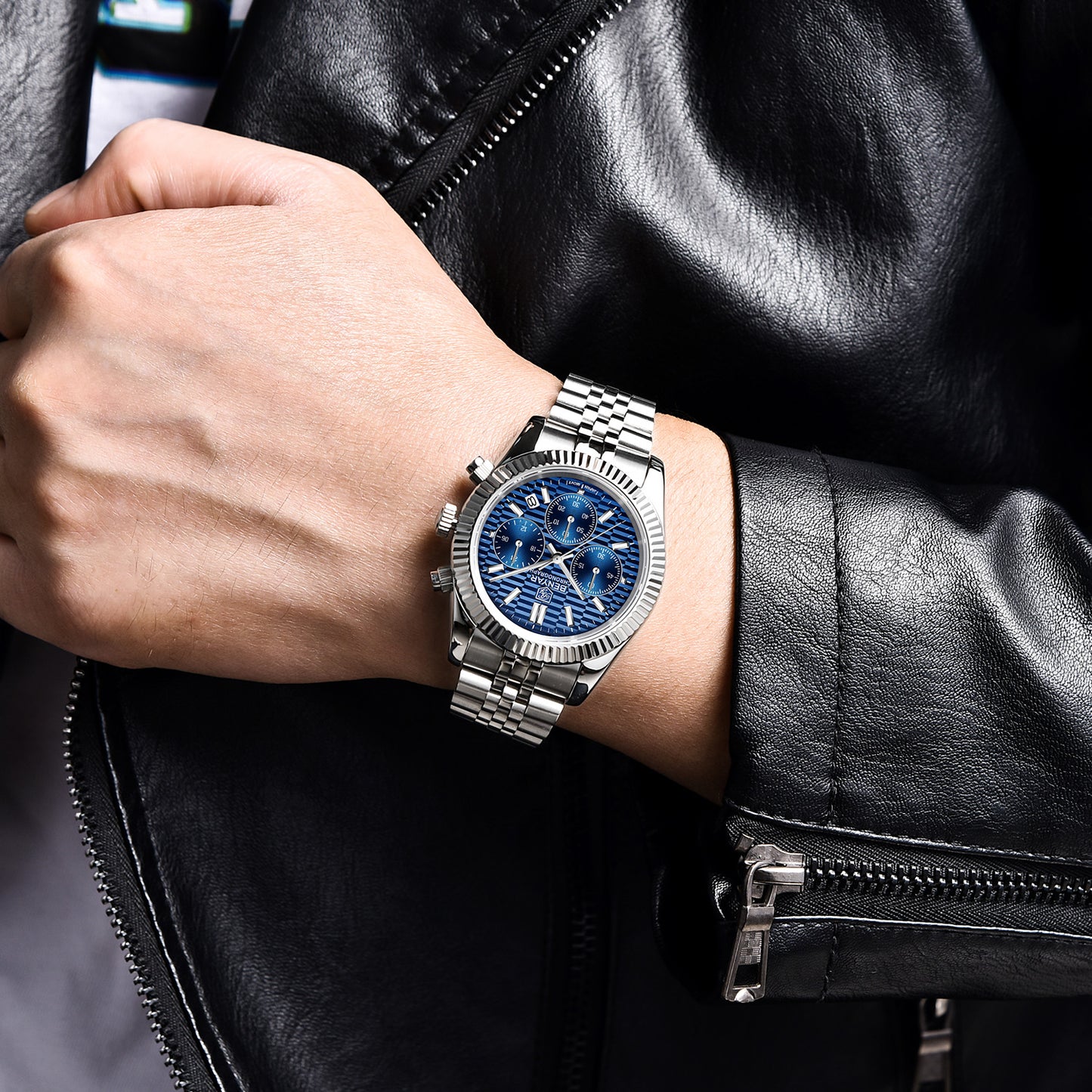 BENYAR BY S001 Men's Quartz Watches Top Brand Luxury Waterproof Men 40.5MM Stainless Steel Sapphire Chronograph Clock