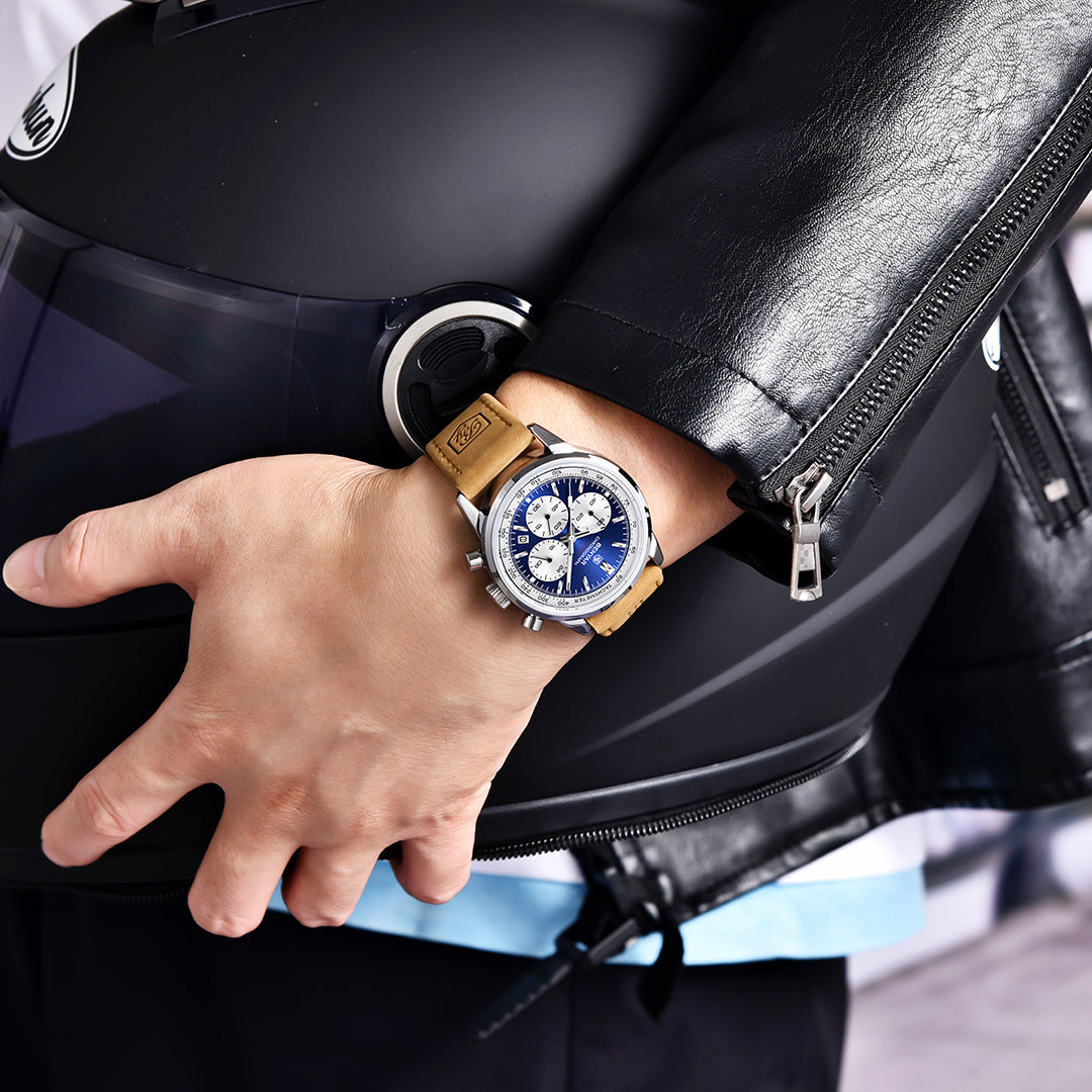 BENYAR BY 5188 Men Watch Chronograph Date Waterproof Sport Genuine Leather 42mm Male Wristwatch Top Brand Luxury Military Man Clock Gift
