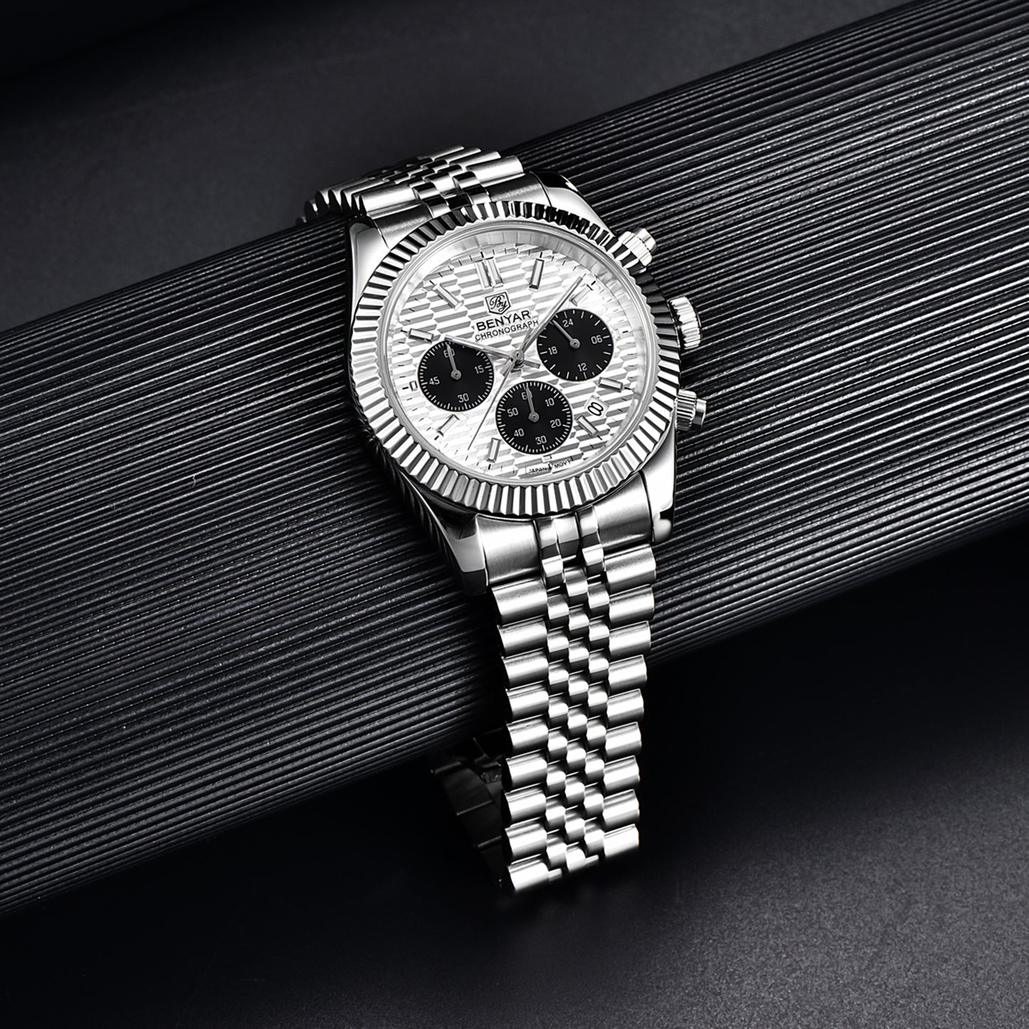 BENYAR BY S001 Men's Quartz Watches Top Brand Luxury Waterproof Men 40.5MM Stainless Steel Sapphire Chronograph Clock