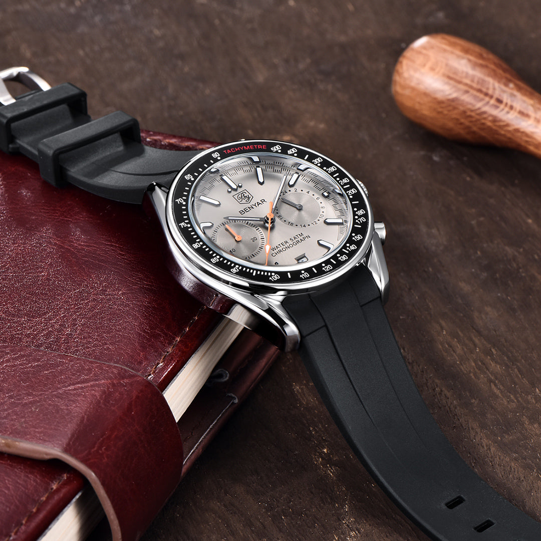 BENYAR BY 5194 Men Watch Chronograph Date Waterproof Sport 43MM Stainless Steel Male Wristwatch Top Brand Luxury Military Man Clock Gift