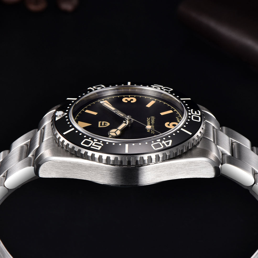 PAGANI DESIGN PD1755 Men's Automatic Watches 40MM Vintage Stainless Steel Waterproof Mechanical Wrist Watches for Men NH35, Sapphire Dial Glass with AR Coating