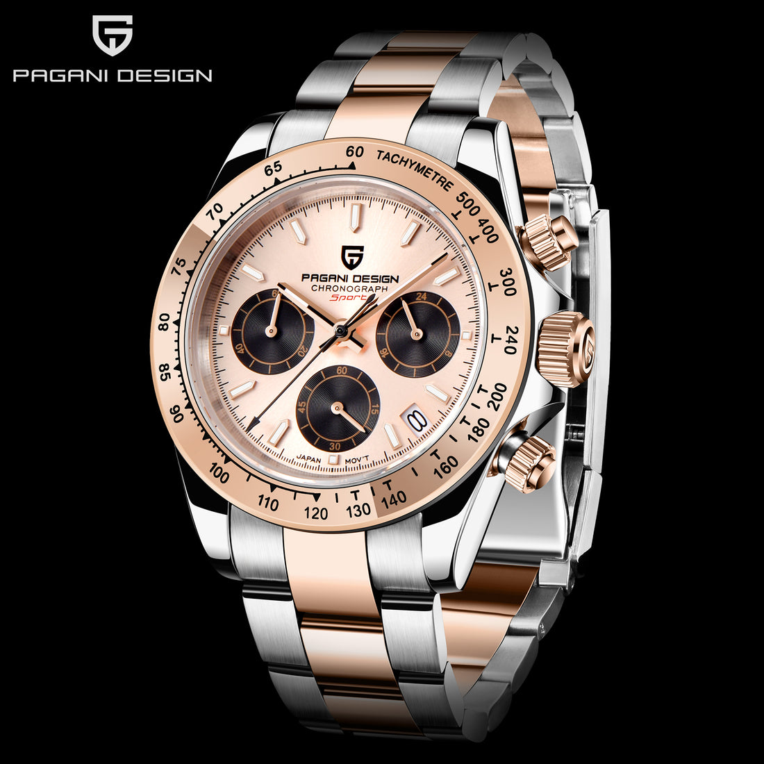 PAGANI DESIGN PD1644 Chronograph Men's Quartz Watches 40mm Stainless Steel Waterproof Panda Wrist Watches for Men