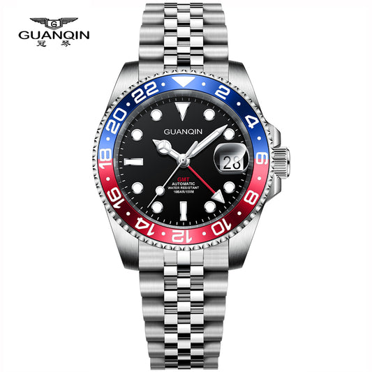 GUANQIN GJ 16408 New GMT Luxury Mechanical Watch men NH34A Sapphire Luminous Watches 100M Waterproof Ceramics Stainless steel Man watch