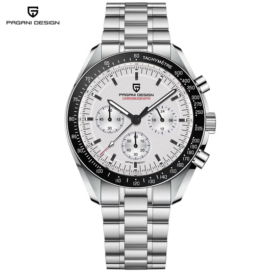 PAGANI DESIGN  PD-1701 Men's Quartz Watches Stainless Steel Chronograph Wristwatch with Pepsi Bezel