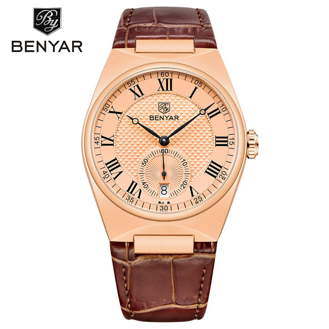 BENYAR BY 5199 Men's Watches Quartz Watch For Men Luxury 40MM Military Leather Original Watches Waterproof Clock