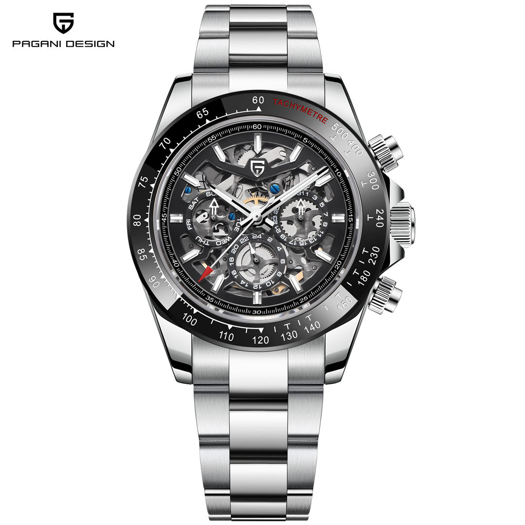 PAGANI DESIGN PD1777 Automatic Men's Watches 40mm full Stainless Steel Skeleton Mechanical Wrist Watch for Men