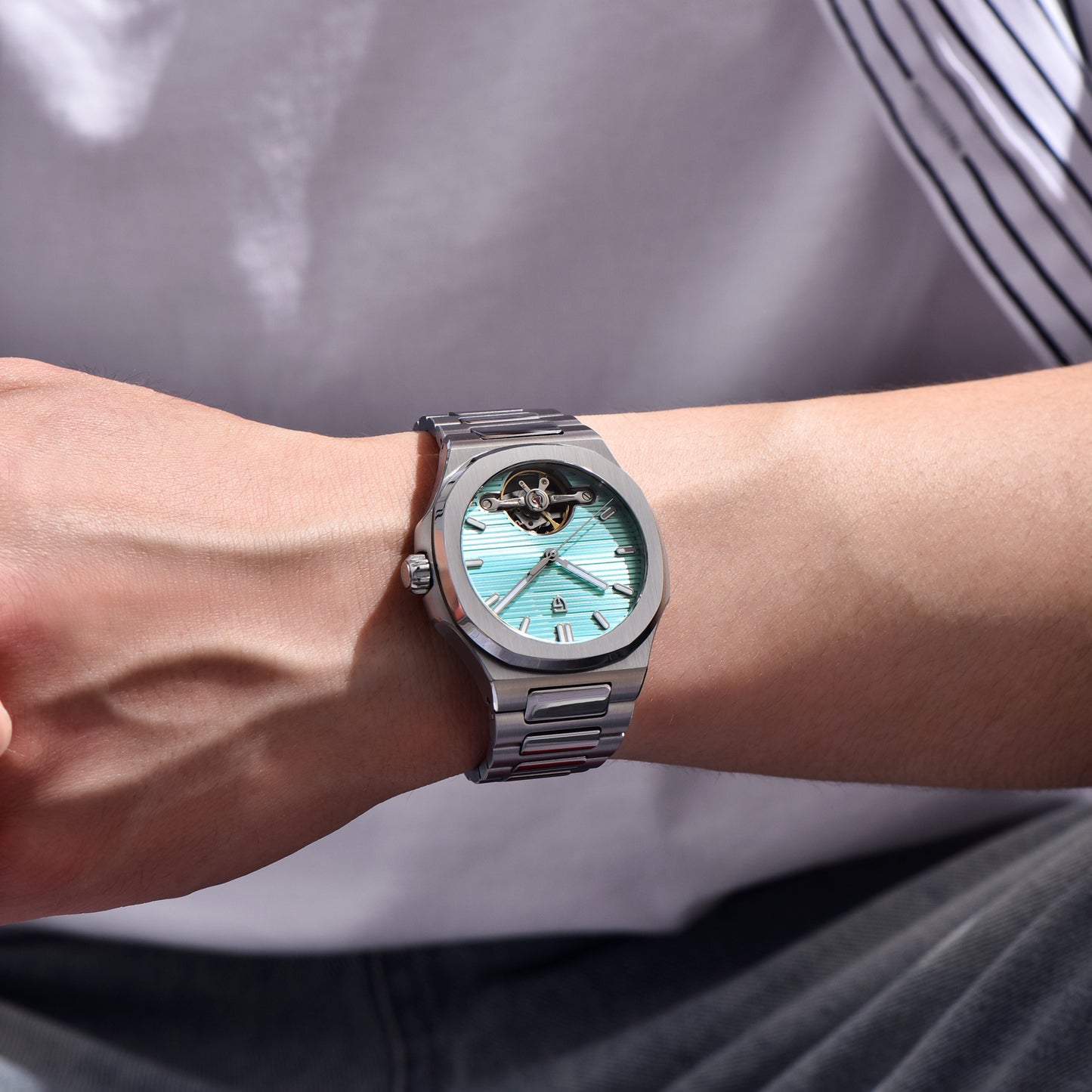 PAGANI DESIGN PD-YS025 New Automatic Men's Watch Full Stainless Steel Mechanical Wrist Watch for Men, Sapphire Dial Glass, Business Wristwatch with Balance Wheel