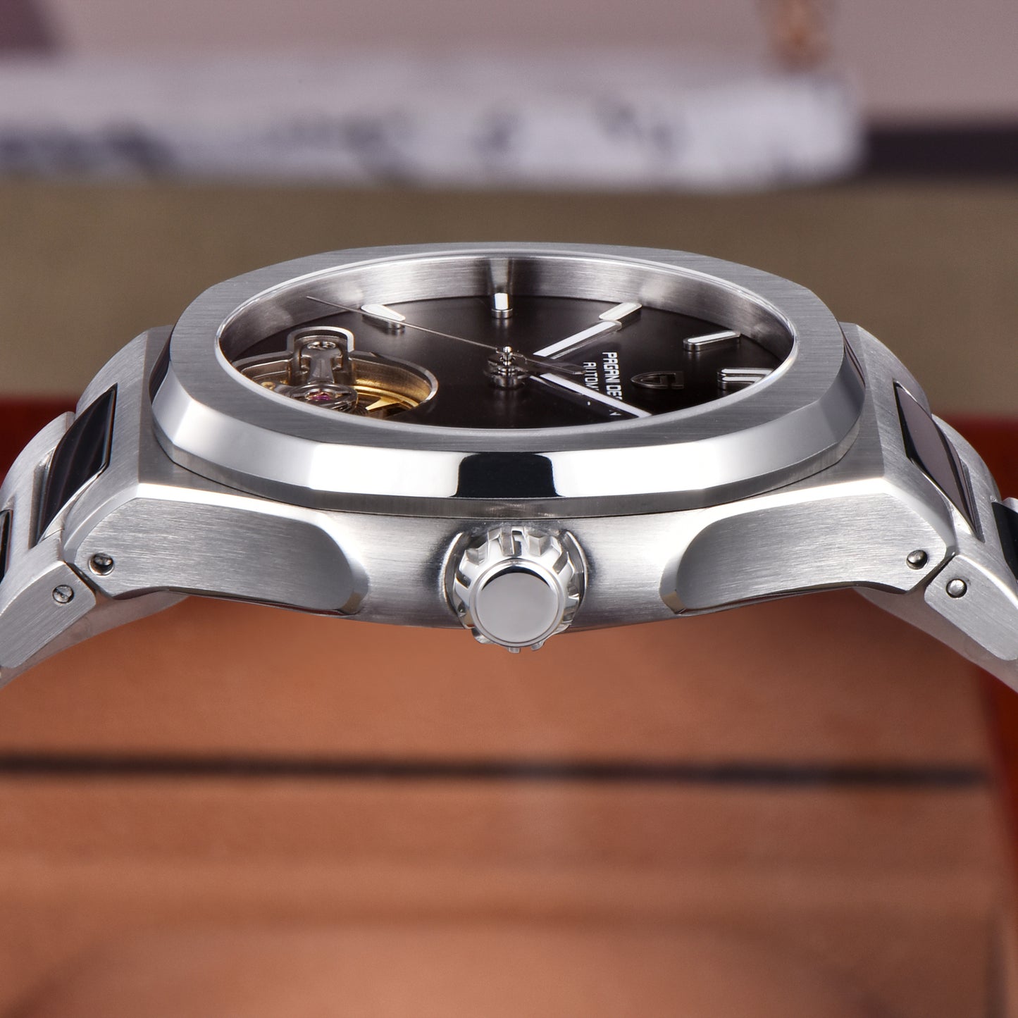 PAGANI DESIGN PD-YS025 New Automatic Men's Watch Full Stainless Steel Mechanical Wrist Watch for Men, Sapphire Dial Glass, Business Wristwatch with Balance Wheel