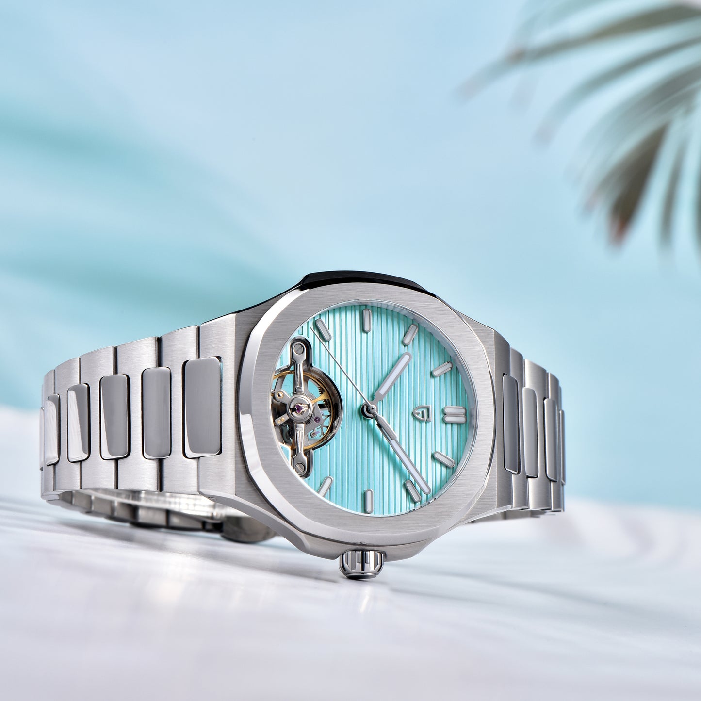 PAGANI DESIGN PD-YS025 New Automatic Men's Watch Full Stainless Steel Mechanical Wrist Watch for Men, Sapphire Dial Glass, Business Wristwatch with Balance Wheel