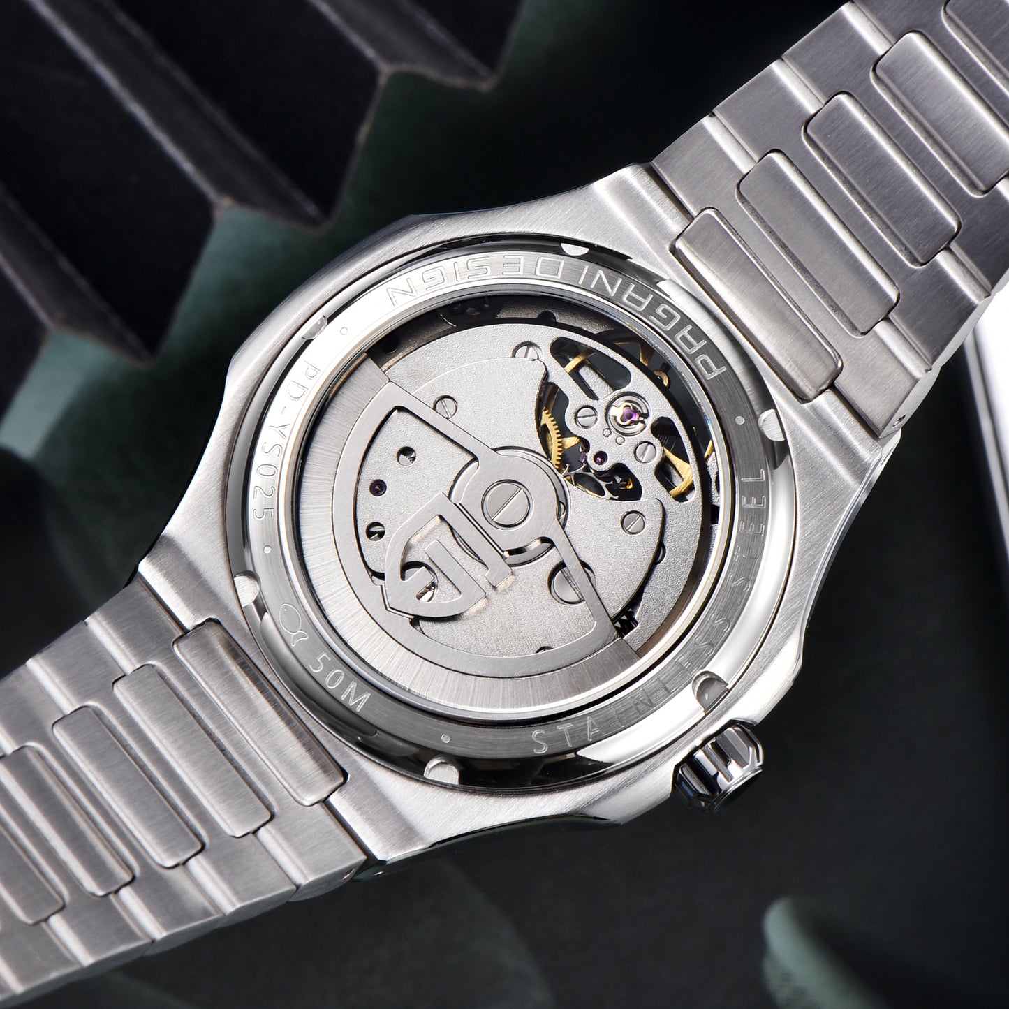 PAGANI DESIGN PD-YS025 New Automatic Men's Watch Full Stainless Steel Mechanical Wrist Watch for Men, Sapphire Dial Glass, Business Wristwatch with Balance Wheel