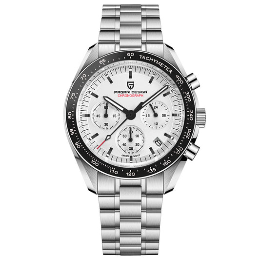 PAGANI DESIGN  PD 1701 Men's Quartz Watches Stainless Steel Chronograph Wristwatch with Pepsi Bezel