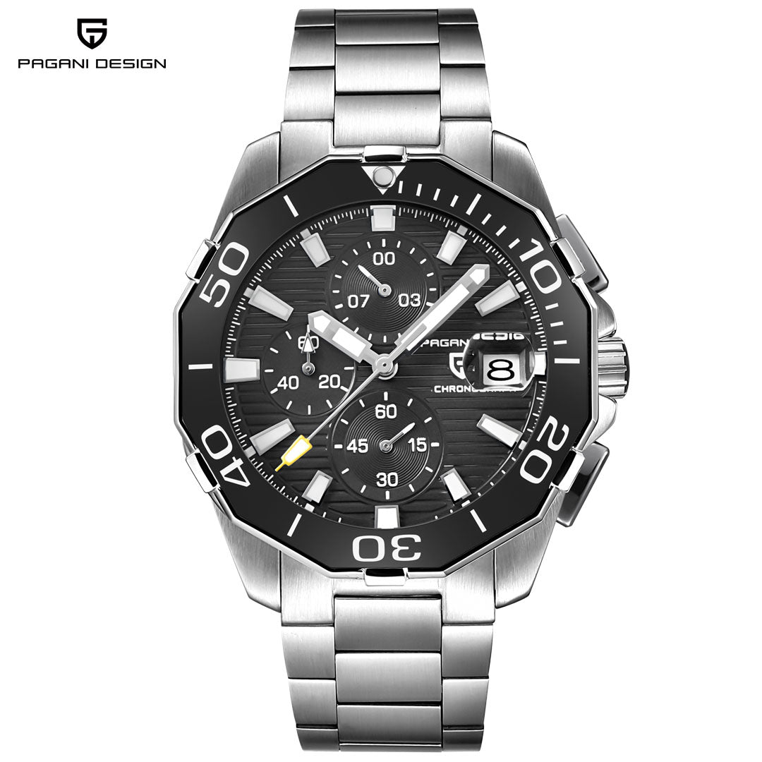 PAGANI DESIGN PD 1617 Men's Watches Stopwatch Waterproof Stainless Steel Wrist Watch for Men Ceramic Bezel Unique Design Watches