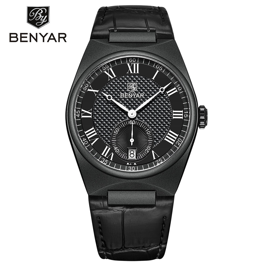 BENYAR BY 5199 Men's Watches Quartz Watch For Men Luxury 40MM Military Leather Original Watches Waterproof Clock