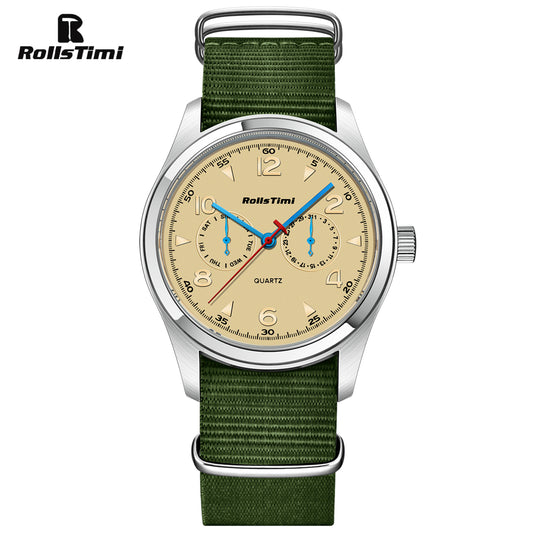 RollsTimi RT7903 Classic Quartz Men's Watches Fashion Sports Wristwatch with Nylon Watchband