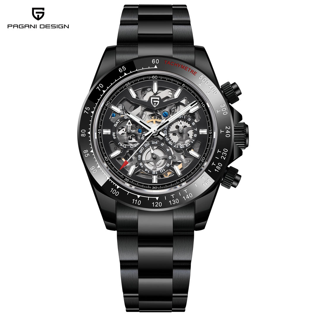 PAGANI DESIGN PD1777 Automatic Men's Watches 40mm full Stainless Steel Skeleton Mechanical Wrist Watch for Men