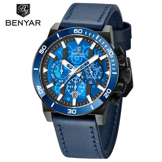 BENYAR BY 5197M New Mens Watches Top Brand Luxury Quartz Watch 44mm For Men Multi-Function Chronograph Sports