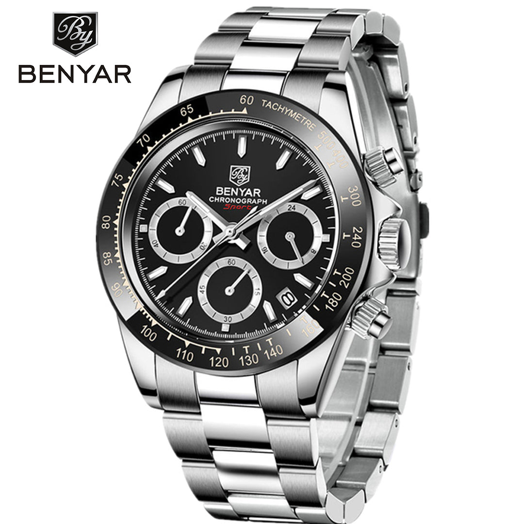 BENYAR BY 5169 New Watches Men Luxury Brand Chronograph Male Sport Watches 40MM Waterproof Stainless Steel Quartz Watch