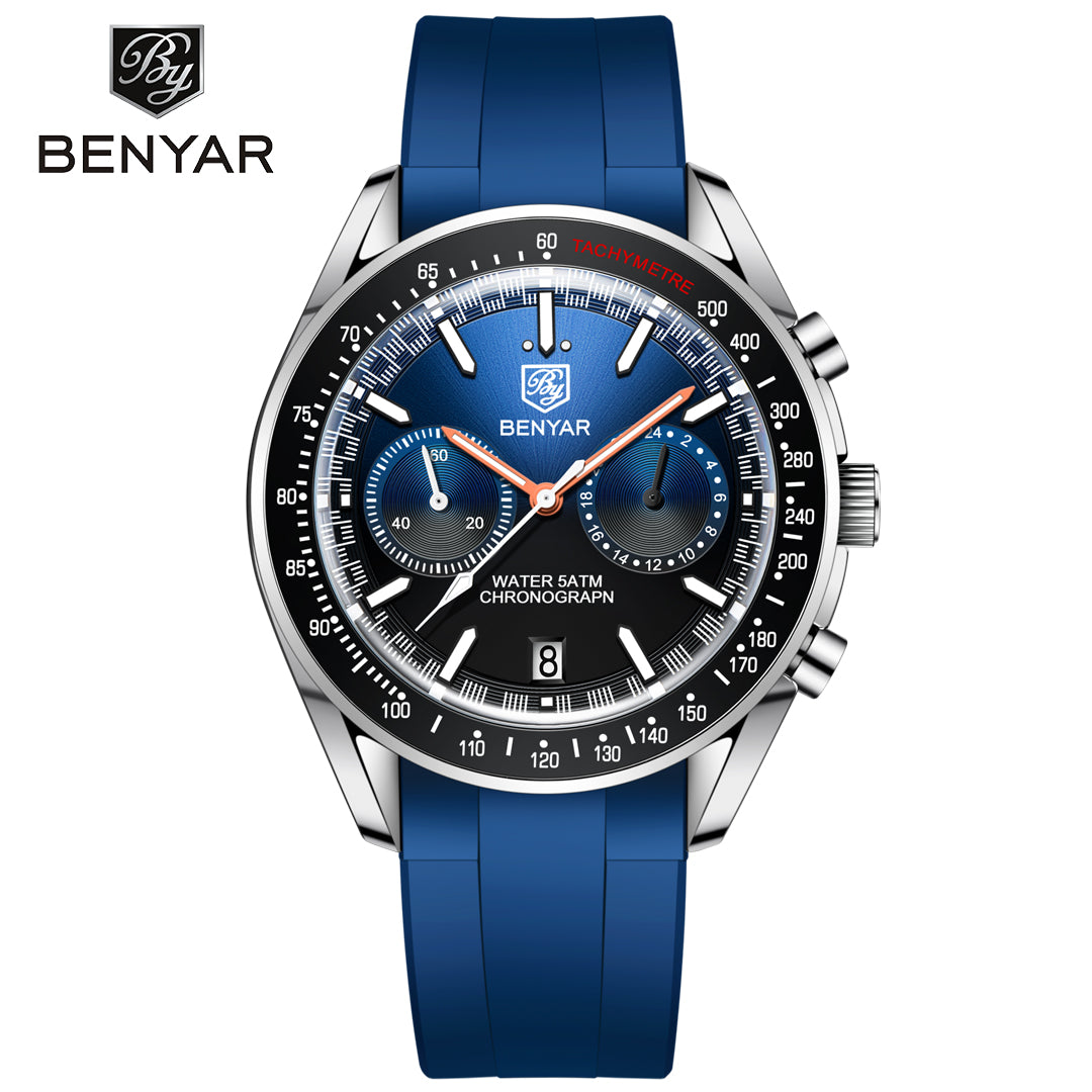 BENYAR BY 5194 Men Watch Chronograph Date Waterproof Sport 43MM Stainless Steel Male Wristwatch Top Brand Luxury Military Man Clock Gift