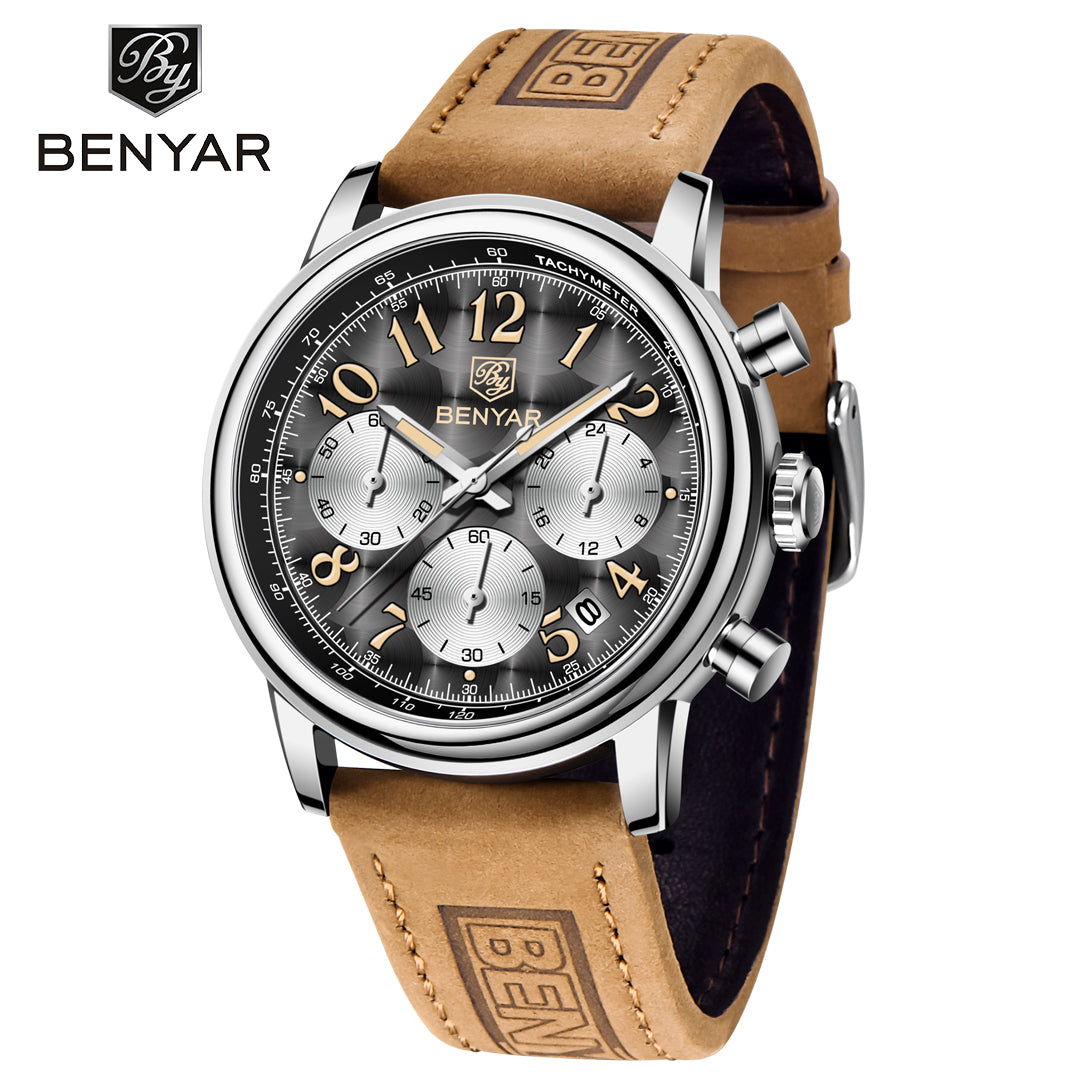 BENYAR BY 5190 Mens Watches Top Brand Luxury Chronograph Sport Quartz Watch  42mm For Men Military Watch Luminous Clock