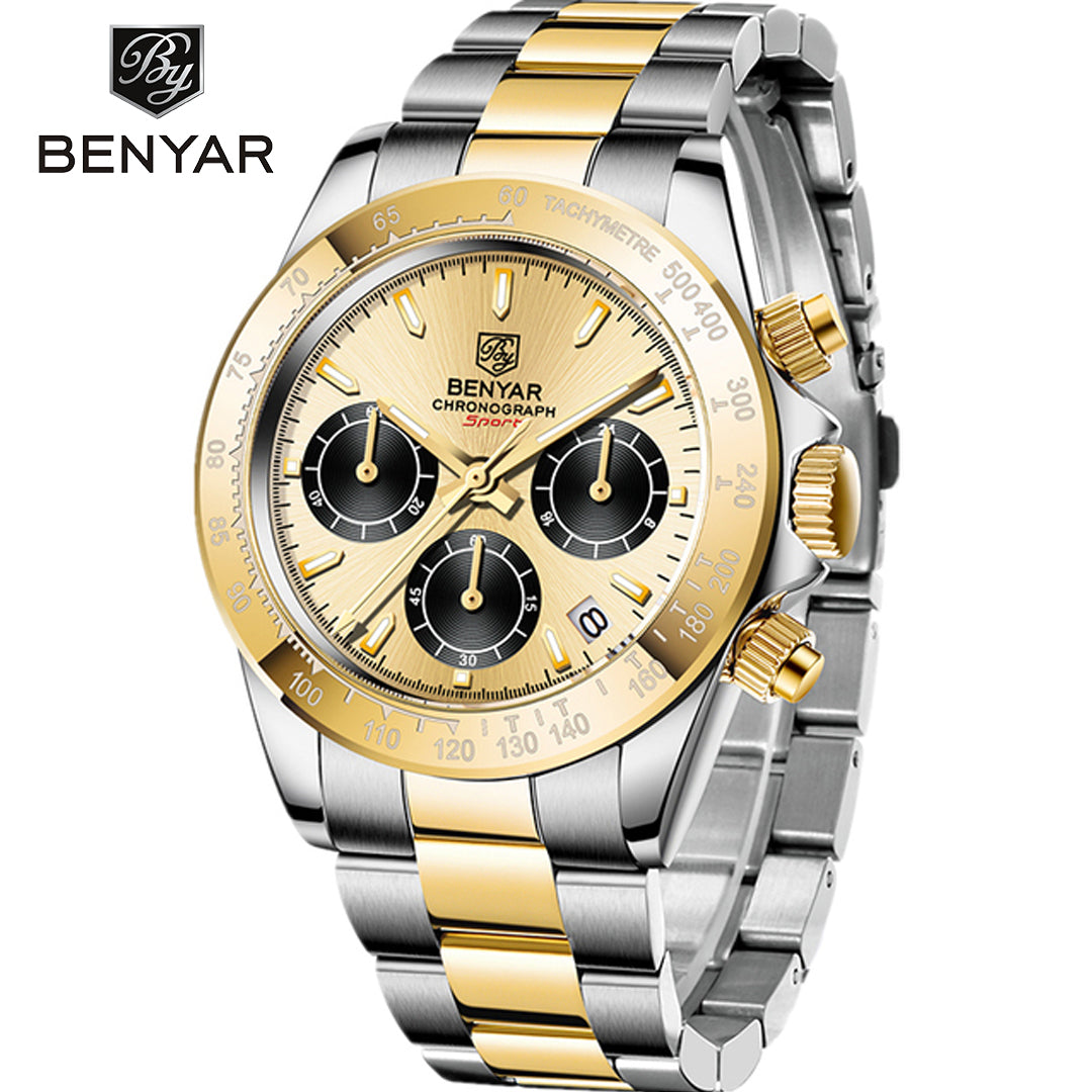 BENYAR BY 5169 New Watches Men Luxury Brand Chronograph Male Sport Watches 40MM Waterproof Stainless Steel Quartz Watch