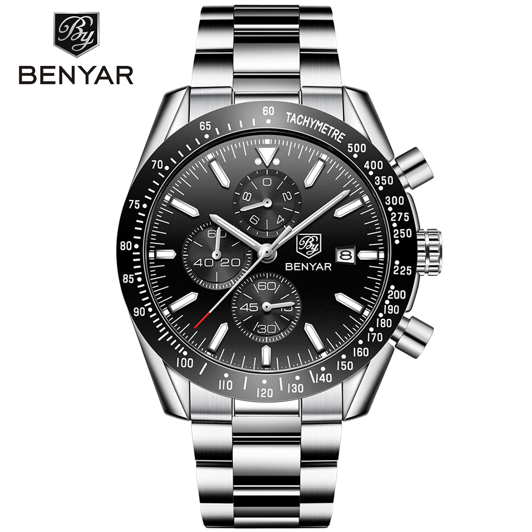 BENYAR BY-5140 New  Men’s Quartz watches Chronograph  Mens Watches Top Brand Luxury Fashion 45mm Military Watch Men Clock