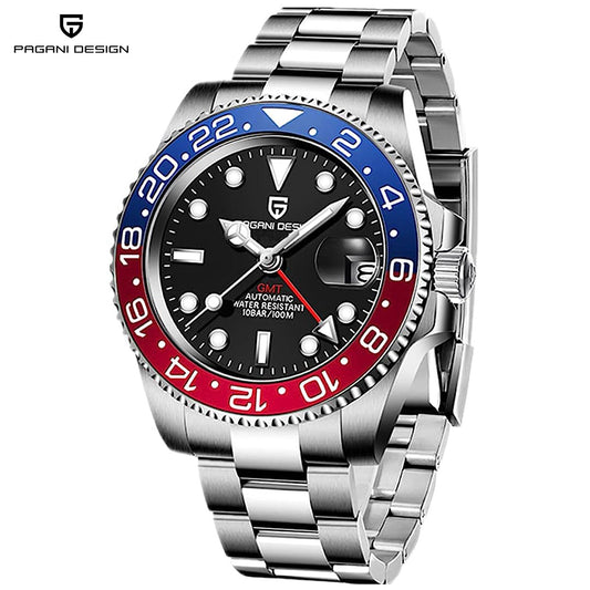 PAGANI DESIGN PD1662 Automatic Men's Watches GMT 40mm Mechanical Stainless Steel Wrist Watch Sapphire Glass Sports Waterproof Clock