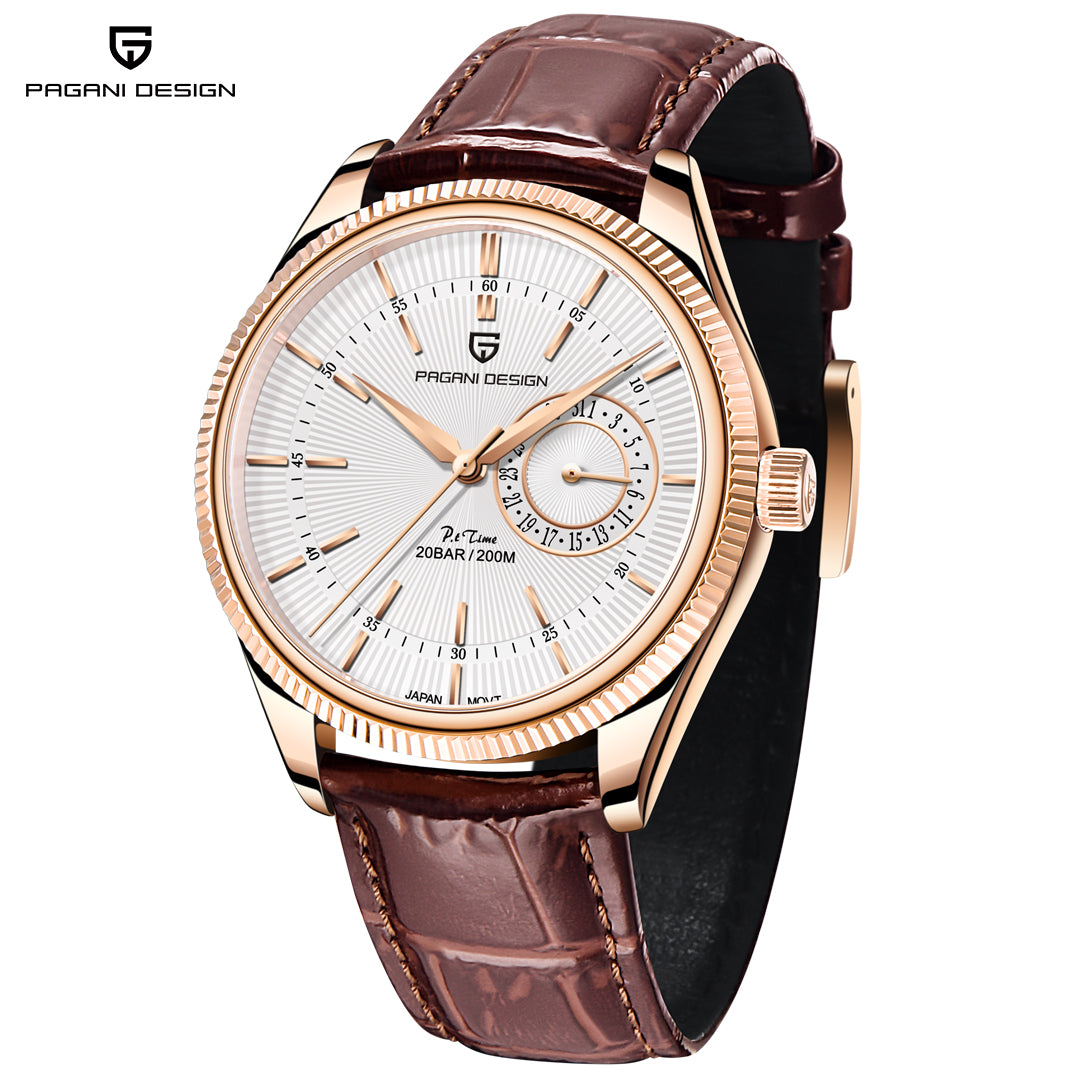 PAGANI DESIGN PD1689 Men's Automatic Quartz Watch 40mm Leather Band Business Watch Sapphire Dial