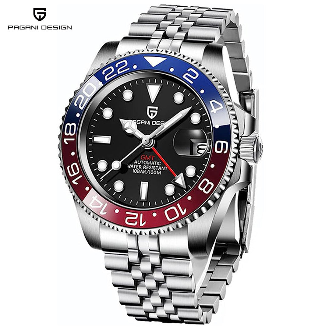 PAGANI DESIGN PD1662 Automatic Men's Watches GMT 40mm Mechanical Stainless Steel Wrist Watch Sapphire Glass Sports Waterproof Clock