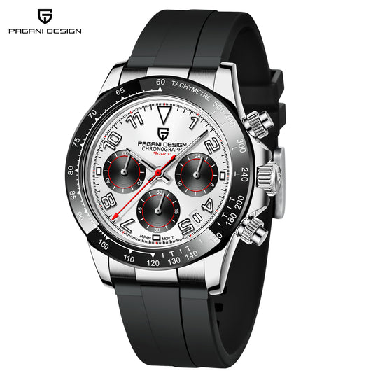 PAGANI DESIGN PD1687 Men's Automatic Watch 40mm Leisure Quartz Watch Silicone Waterproof Ceramic Ring Wristwatch