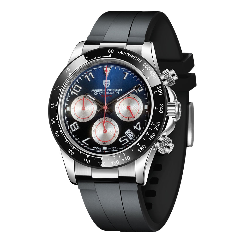 PAGANI DESIGN PD1687 Men's Automatic Watch 40mm Leisure Quartz Watch Silicone Waterproof Ceramic Ring Wristwatch