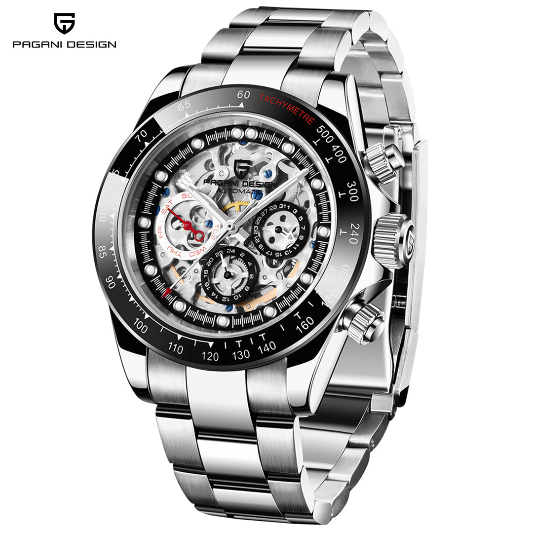 PAGANI DESIGN PD1653 Rainbow Men's Automatic Watches 40mm Stainless Steel Waterproof Skeleton Wrist Watches for Men