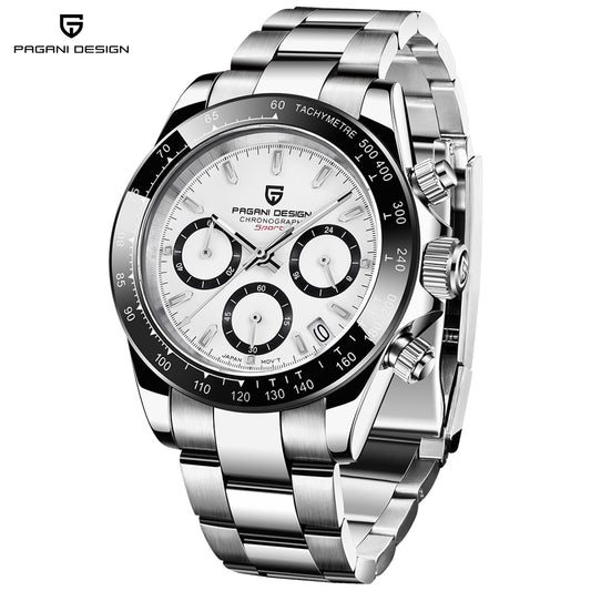 PAGANI DESIGN PD1644 Chronograph Men's Quartz Watches 40mm Stainless Steel Waterproof Panda Wrist Watches for Men