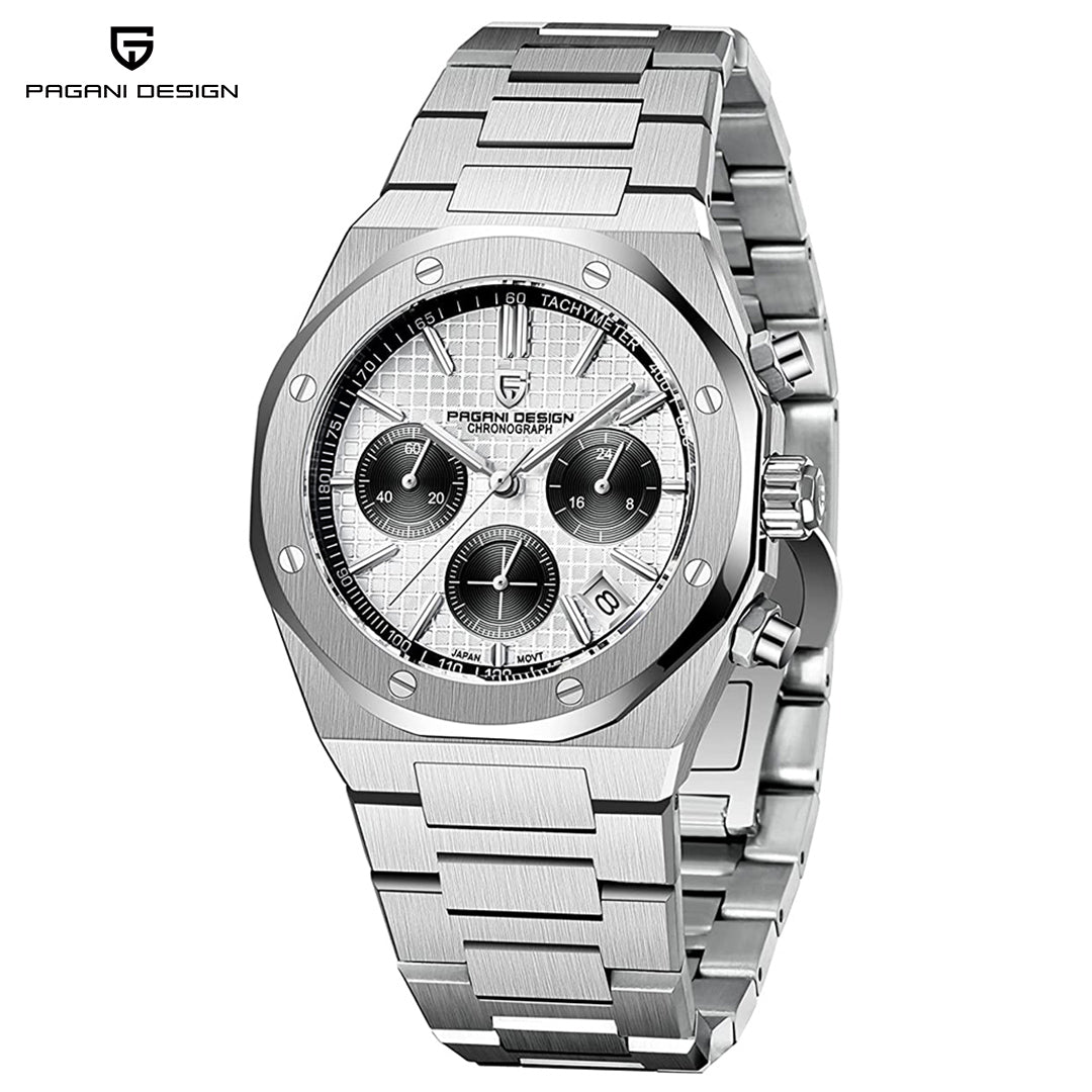 PAGANI DESIGN PD1707 Men's Sports Quartz Watches 40mm New Chronograph Wrist Watch for Men Sapphire Stainless Steel Leather Watchband Waterproof Business Dress Wristwatch