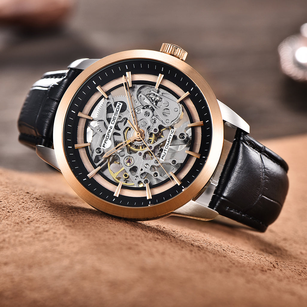 PAGANI DESIGN PD1638 Skeleton Men's Automatic Watches 43mm Stainless Steel Mechanical Wrist Watches