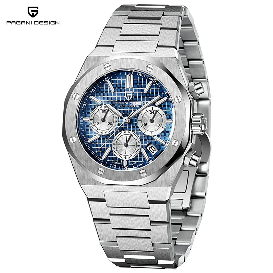 PAGANI DESIGN PD1707 Men's Sports Quartz Watches 40mm New Chronograph Wrist Watch for Men Sapphire Stainless Steel Leather Watchband Waterproof Business Dress Wristwatch