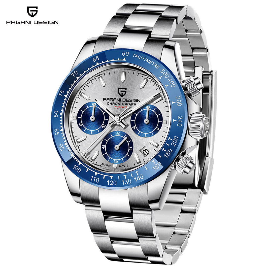 PAGANI DESIGN PD1644 Chronograph Men's Quartz Watches 40mm Stainless Steel Waterproof Panda Wrist Watches for Men