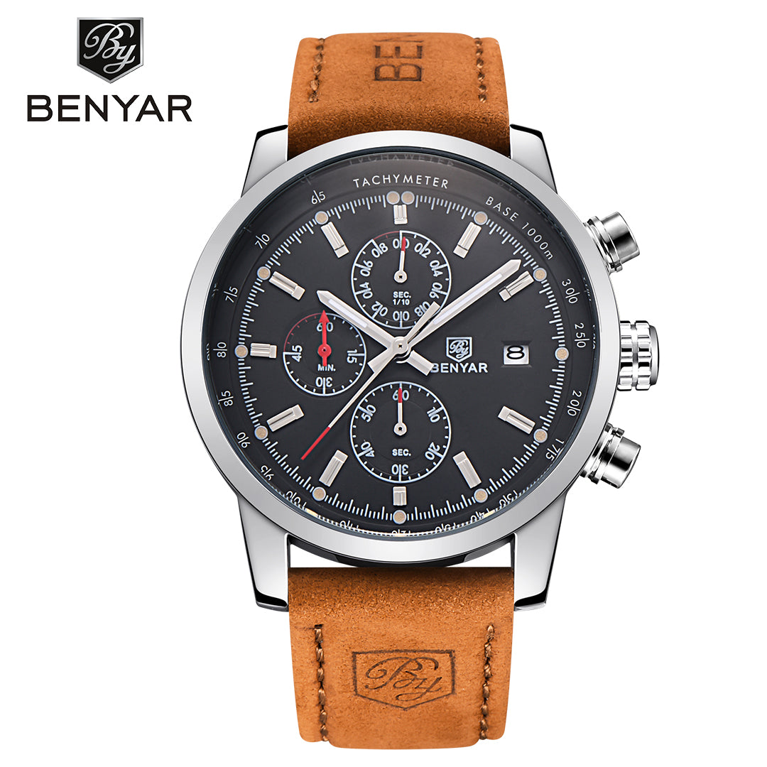 BENYAR  BY-5102  Men's Watches Sports Luxury Brand Fashion Chronograph 45MM Multifunction Military Clock