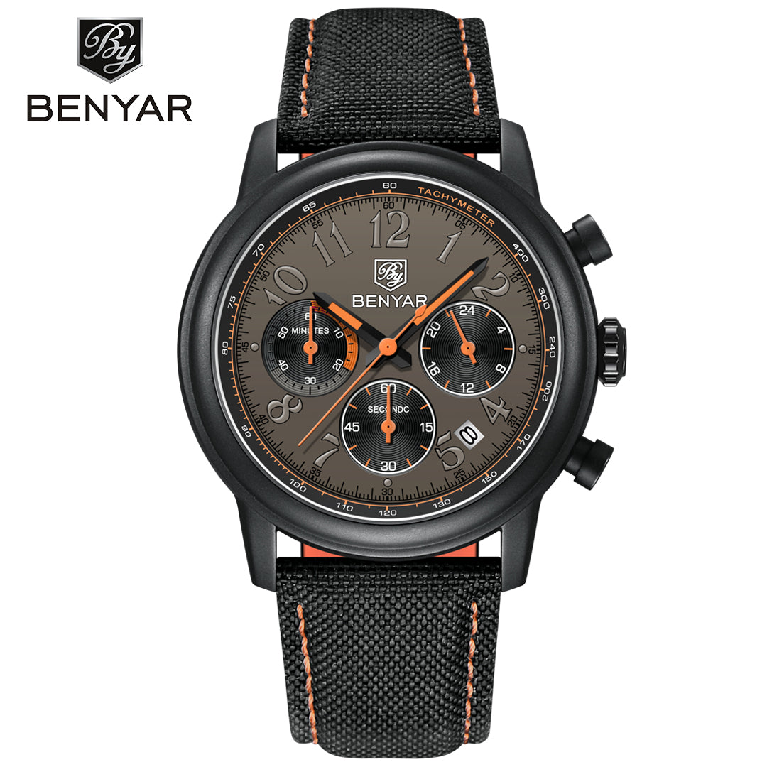 BENYAR BY 5190 Mens Watches Top Brand Luxury Chronograph Sport Quartz Watch  42mm For Men Military Watch Luminous Clock