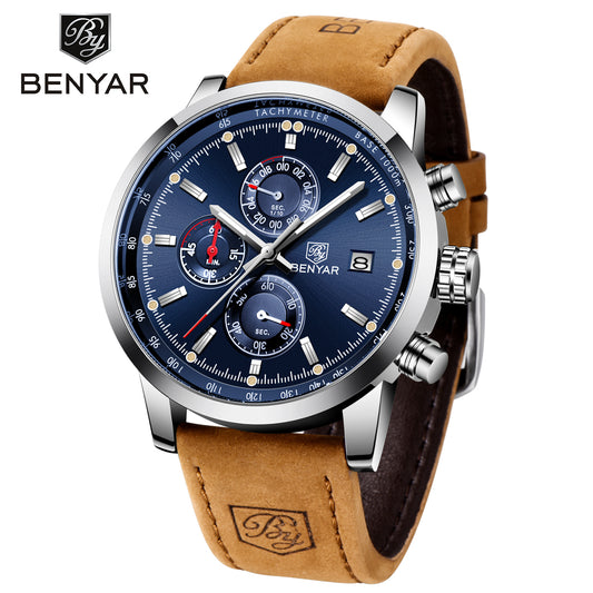 BENYAR  BY-5102  Men's Watches Sports Luxury Brand Fashion Chronograph 45MM Multifunction Military Clock