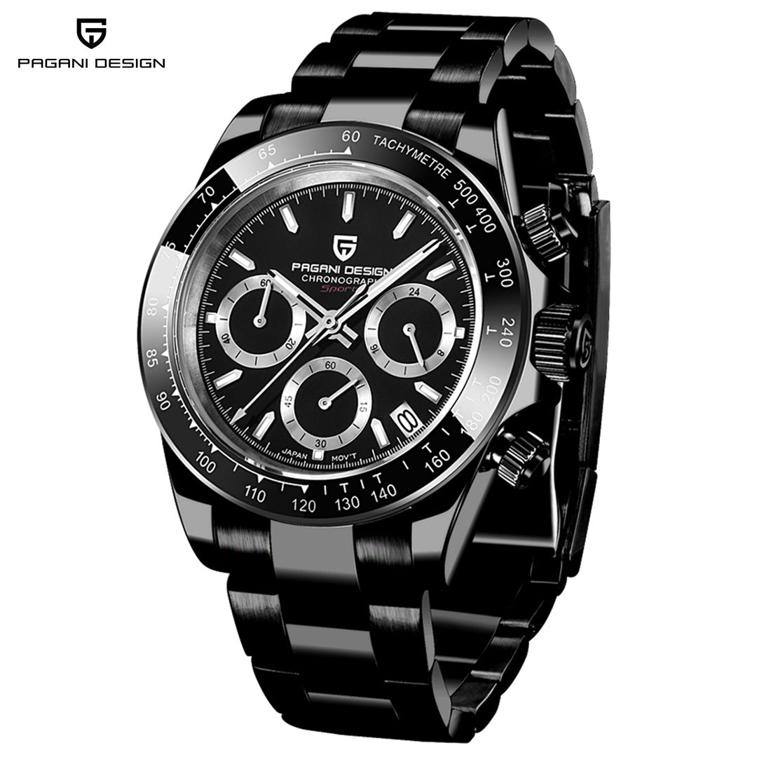 PAGANI DESIGN PD1644 Chronograph Men's Quartz Watches 40mm Stainless Steel Waterproof Panda Wrist Watches for Men