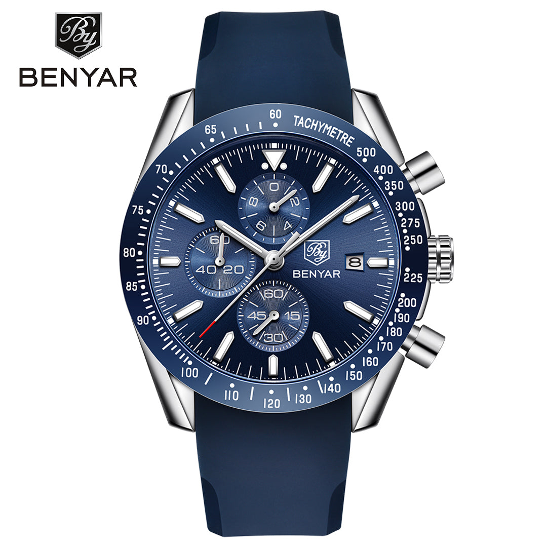 BENYAR BY-5140 New  Men’s Quartz watches Chronograph  Mens Watches Top Brand Luxury Fashion 45mm Military Watch Men Clock