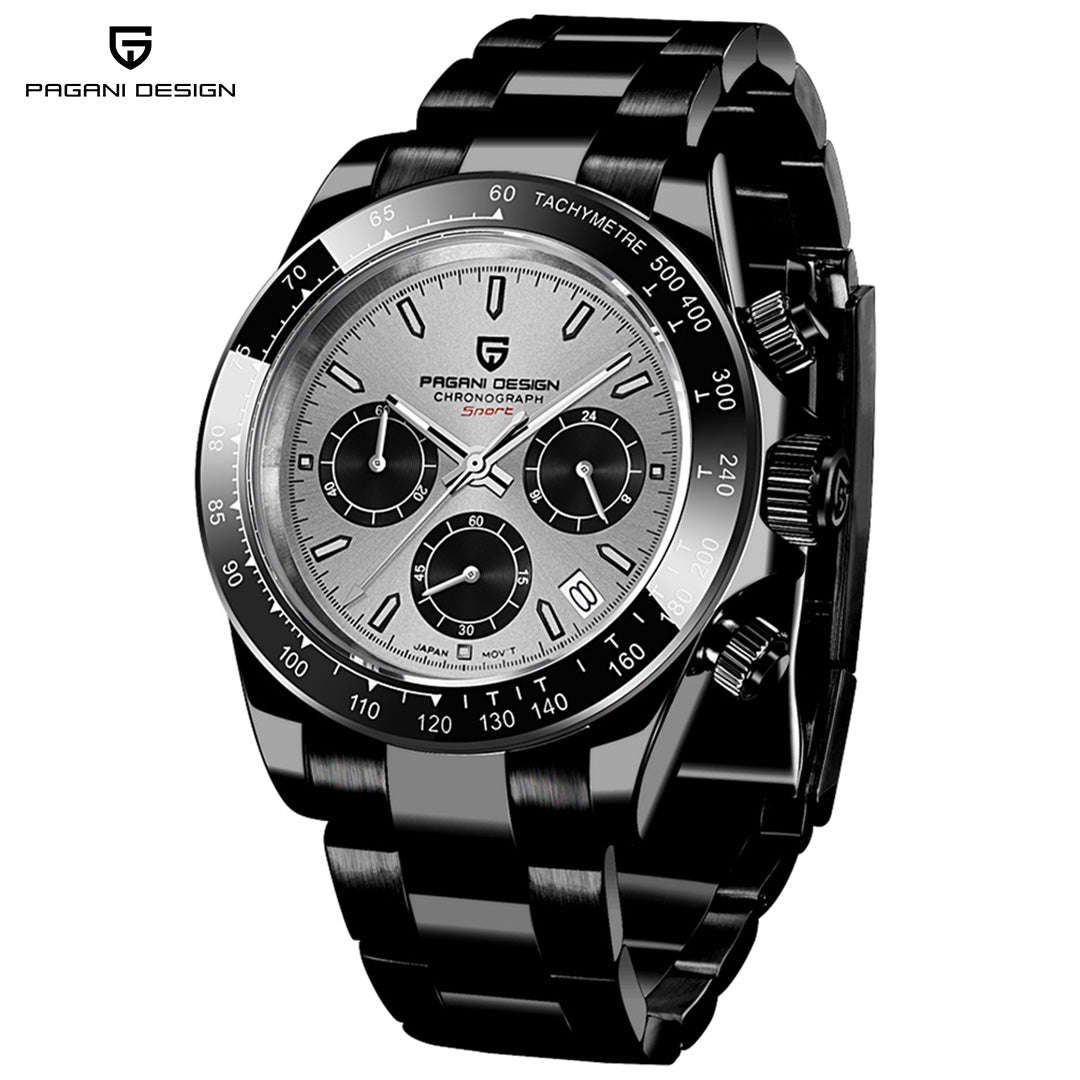 PAGANI DESIGN PD1644 Chronograph Men's Quartz Watches 40mm Stainless Steel Waterproof Panda Wrist Watches for Men