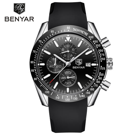 BENYAR BY-5140 New  Men’s Quartz watches Chronograph  Mens Watches Top Brand Luxury Fashion 45mm Military Watch Men Clock