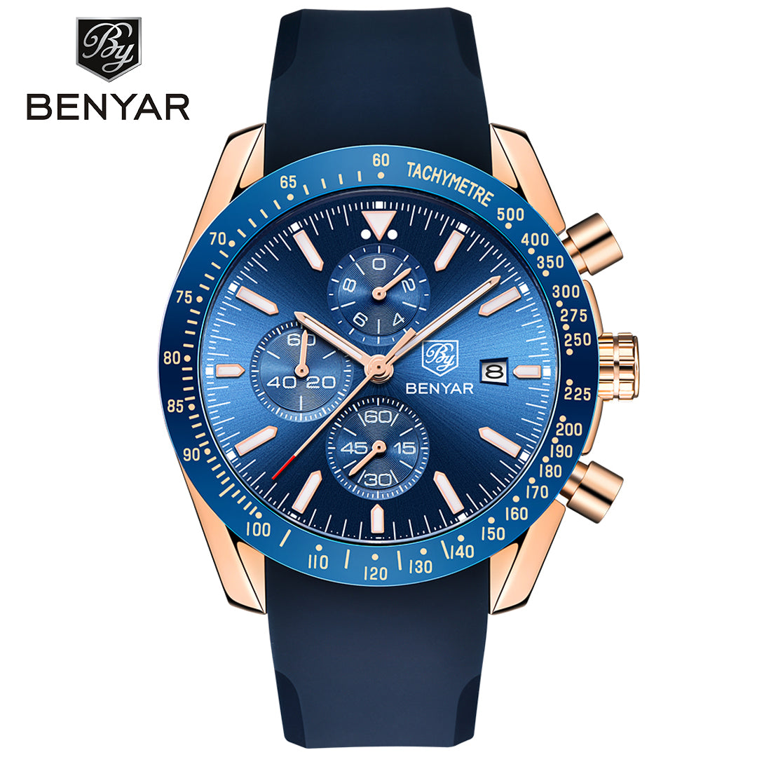 BENYAR BY-5140 New  Men’s Quartz watches Chronograph  Mens Watches Top Brand Luxury Fashion 45mm Military Watch Men Clock