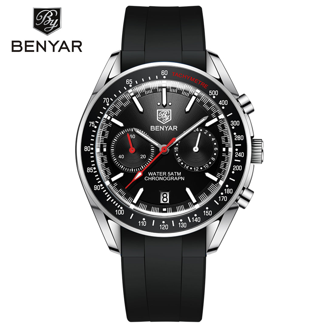 BENYAR BY 5194 Men Watch Chronograph Date Waterproof Sport 43MM Stainless Steel Male Wristwatch Top Brand Luxury Military Man Clock Gift